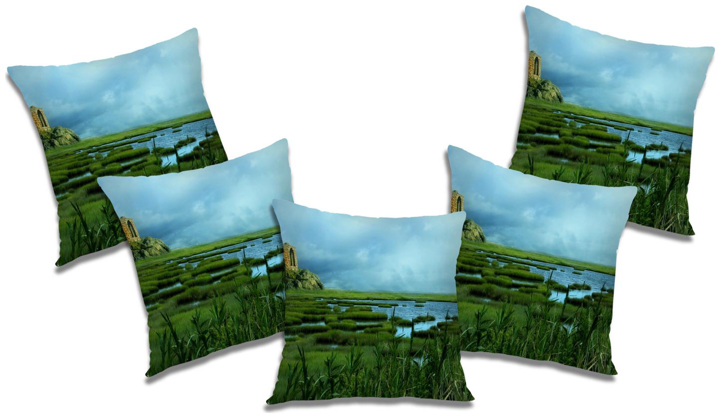 

RADANYA Printed Polyester Blue Cushion Cover ( Large Pack of 5 )
