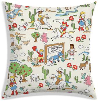 RADANYA Printed Polyester Cream Cushion Cover ( Regular , Pack of 1 )