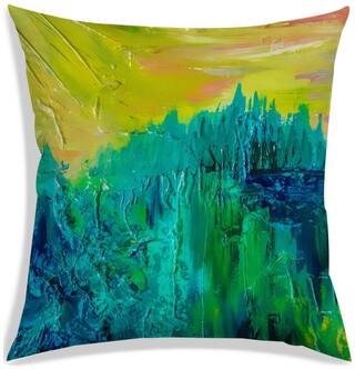 RADANYA Printed Polyester Green Cushion Cover ( Small , Pack of 1 )
