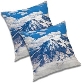 RADANYA Printed Polyester Blue Cushion Cover ( Regular , Pack of 2 )