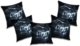 RADANYA Printed Polyester Black Cushion Cover ( Small , Pack of 5 )