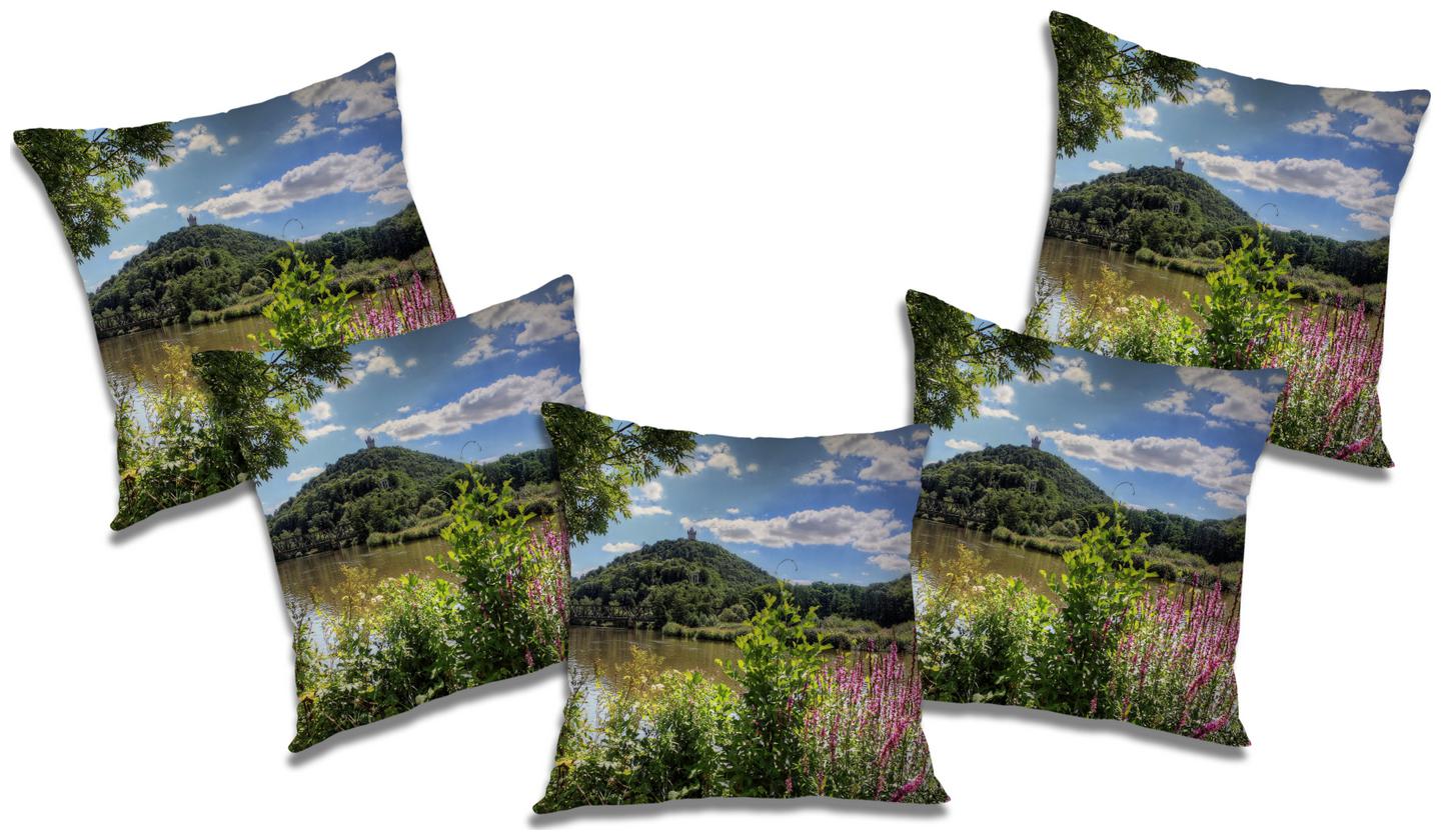 

RADANYA Printed Polyester Blue Cushion Cover ( Extra large Pack of 5 )