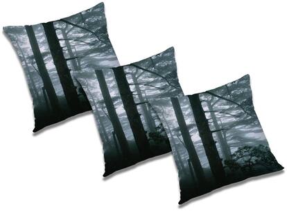 RADANYA Printed Polyester Grey Cushion Cover ( Large , Pack of 3 )