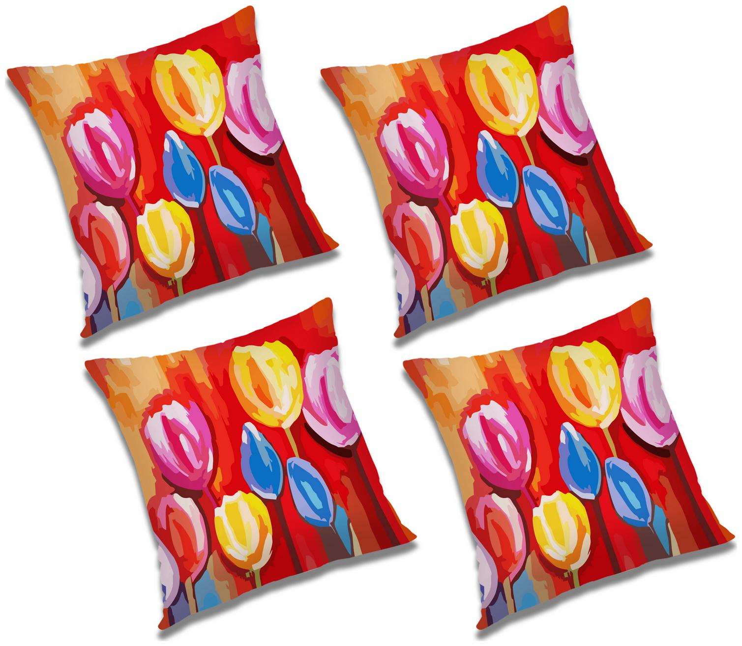 

RADANYA Printed Polyester Red Cushion Cover ( Large Pack of 4 )