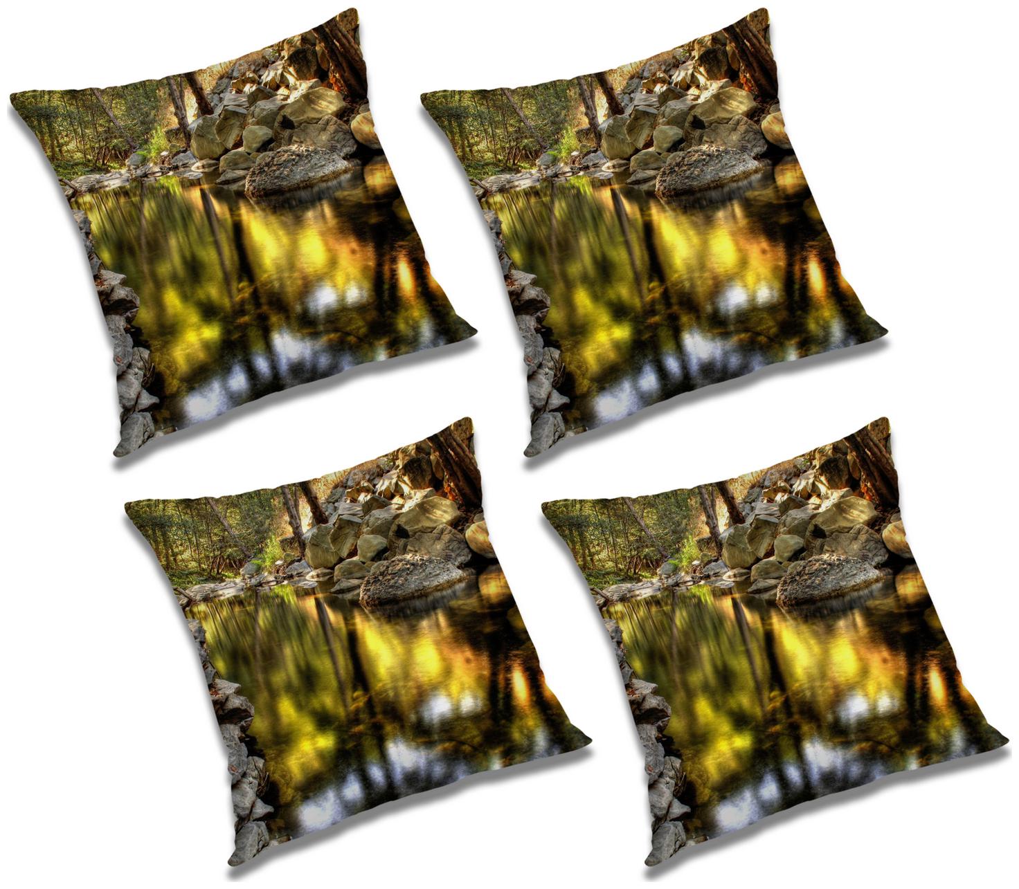 

RADANYA Printed Polyester Green Cushion Cover ( Small Pack of 4 )