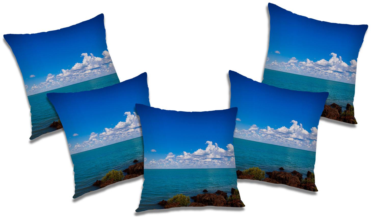 

RADANYA Printed Polyester Blue Cushion Cover ( Large Pack of 5 )