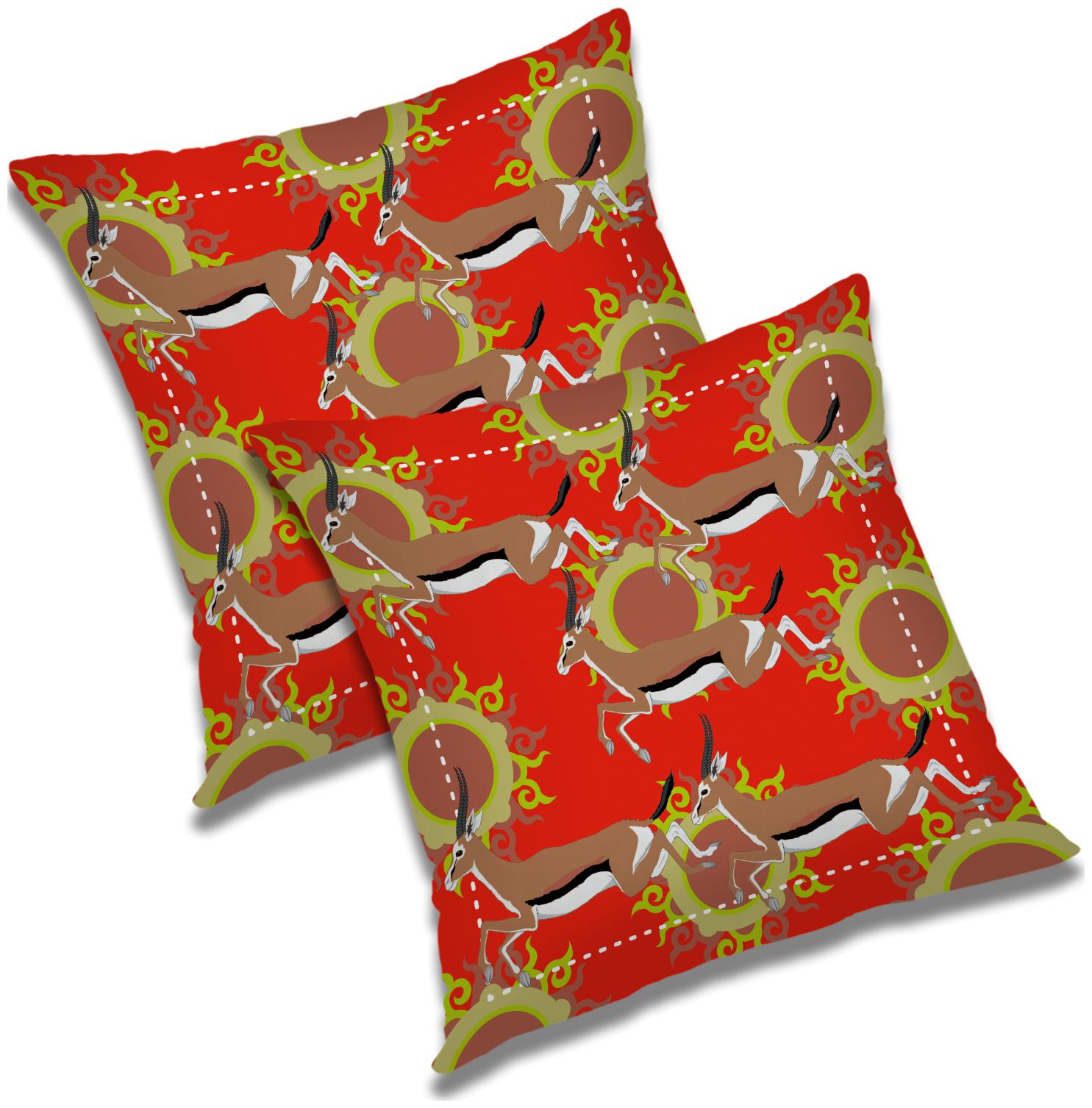 

RADANYA Printed Polyester Red Cushion Cover ( Regular Pack of 2 )