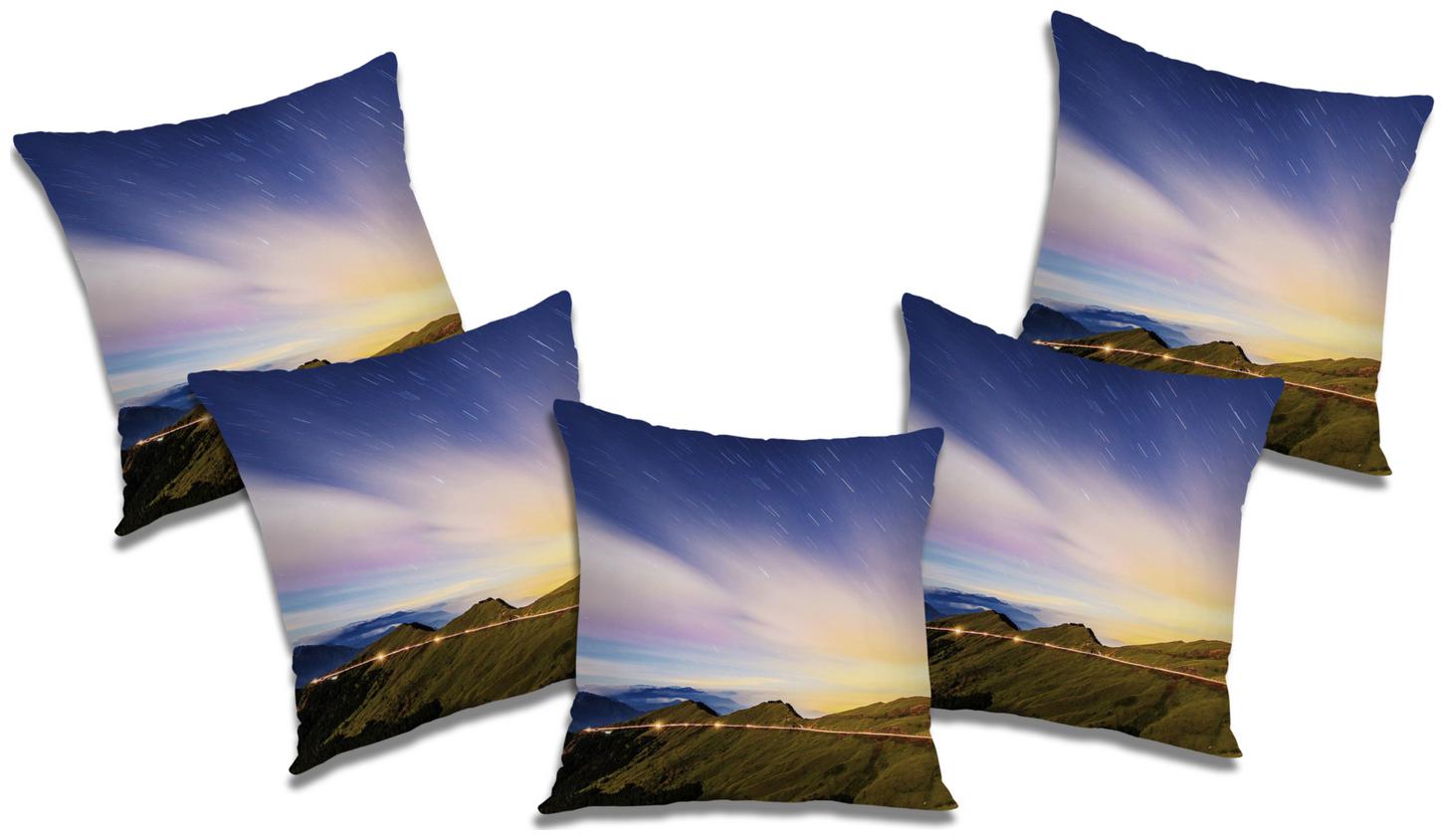 

RADANYA Printed Polyester Blue Cushion Cover ( Extra large Pack of 5 )