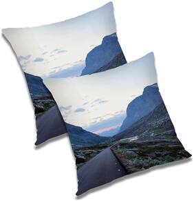 RADANYA Printed Polyester Blue Cushion Cover ( Large , Pack of 2 )