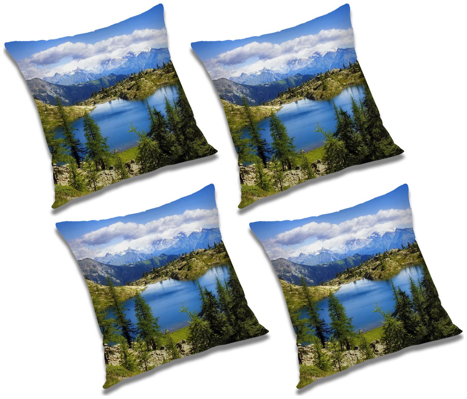 

RADANYA Printed Polyester Blue Cushion Cover ( Large Pack of 4 )