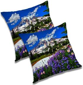 RADANYA Printed Polyester Blue Cushion Cover ( Small , Pack of 2 )