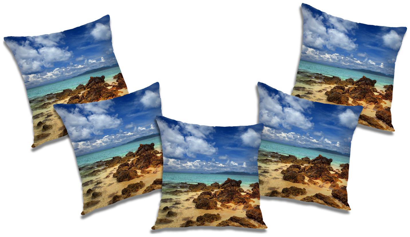 

RADANYA Printed Polyester Blue Cushion Cover ( Regular Pack of 5 )