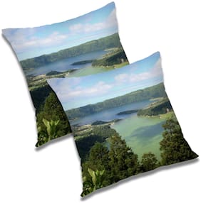 RADANYA Printed Polyester Blue Cushion Cover ( Small , Pack of 2 )