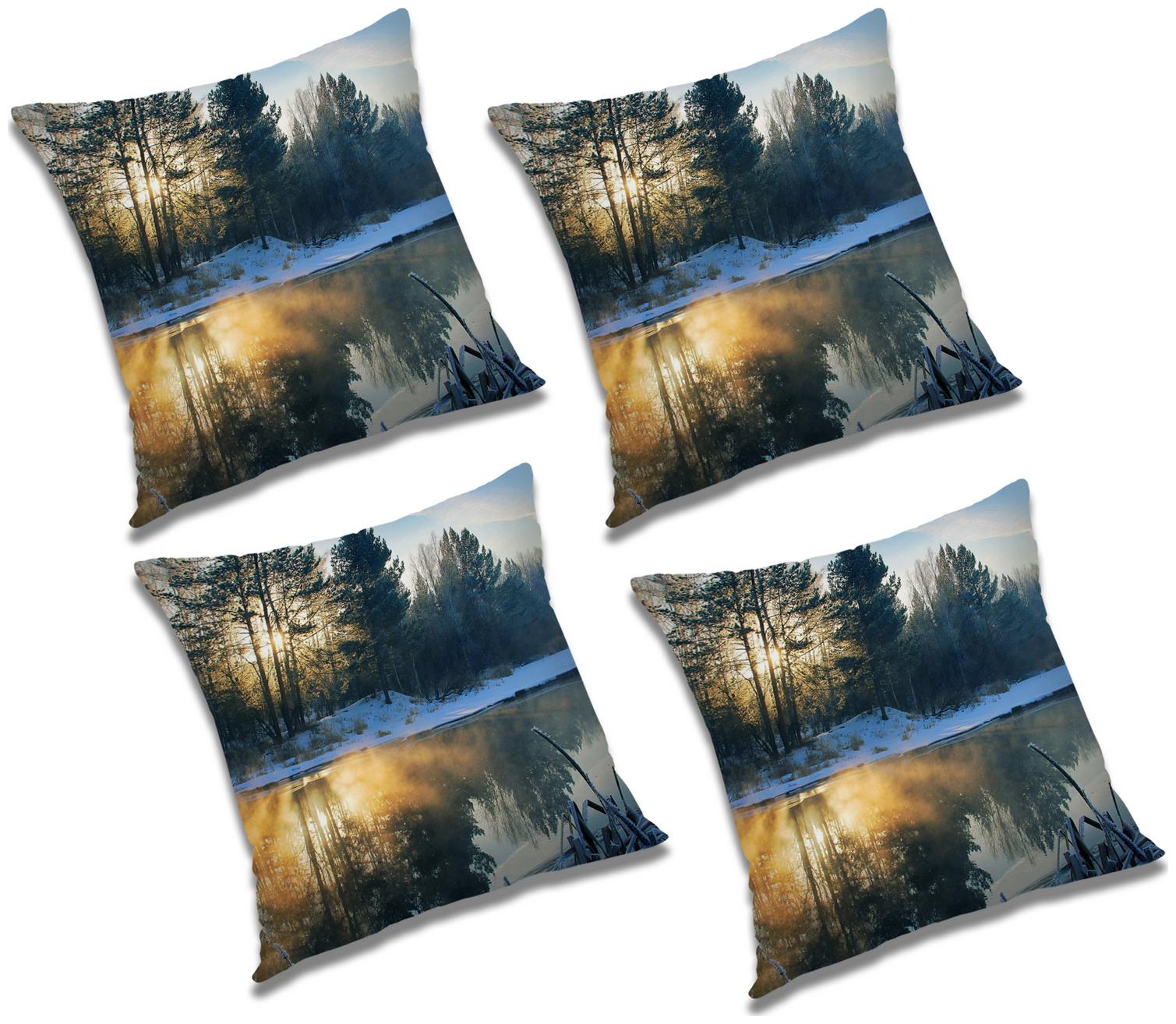 

RADANYA Printed Polyester Grey Cushion Cover ( Extra large Pack of 4 )