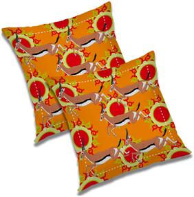 RADANYA Printed Polyester Orange Cushion Cover ( Extra large , Pack of 2 )