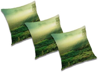 RADANYA Printed Polyester Green Cushion Cover ( Large , Pack of 3 )