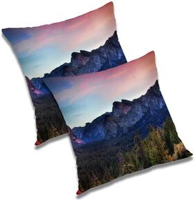 RADANYA Printed Polyester Blue Cushion Cover ( Large , Pack of 2 )