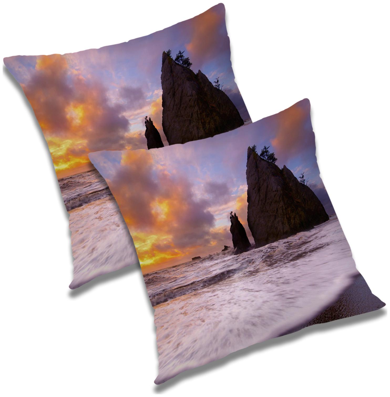 

RADANYA Printed Polyester Beige Cushion Cover ( Regular Pack of 2 )