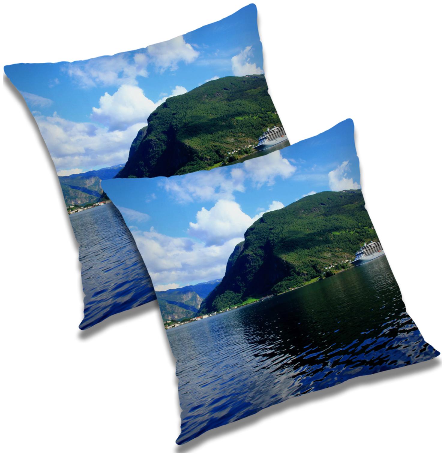 

RADANYA Printed Polyester Blue Cushion Cover ( Extra large Pack of 2 )