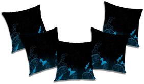 RADANYA Printed Polyester Black Cushion Cover ( Regular , Pack of 5 )