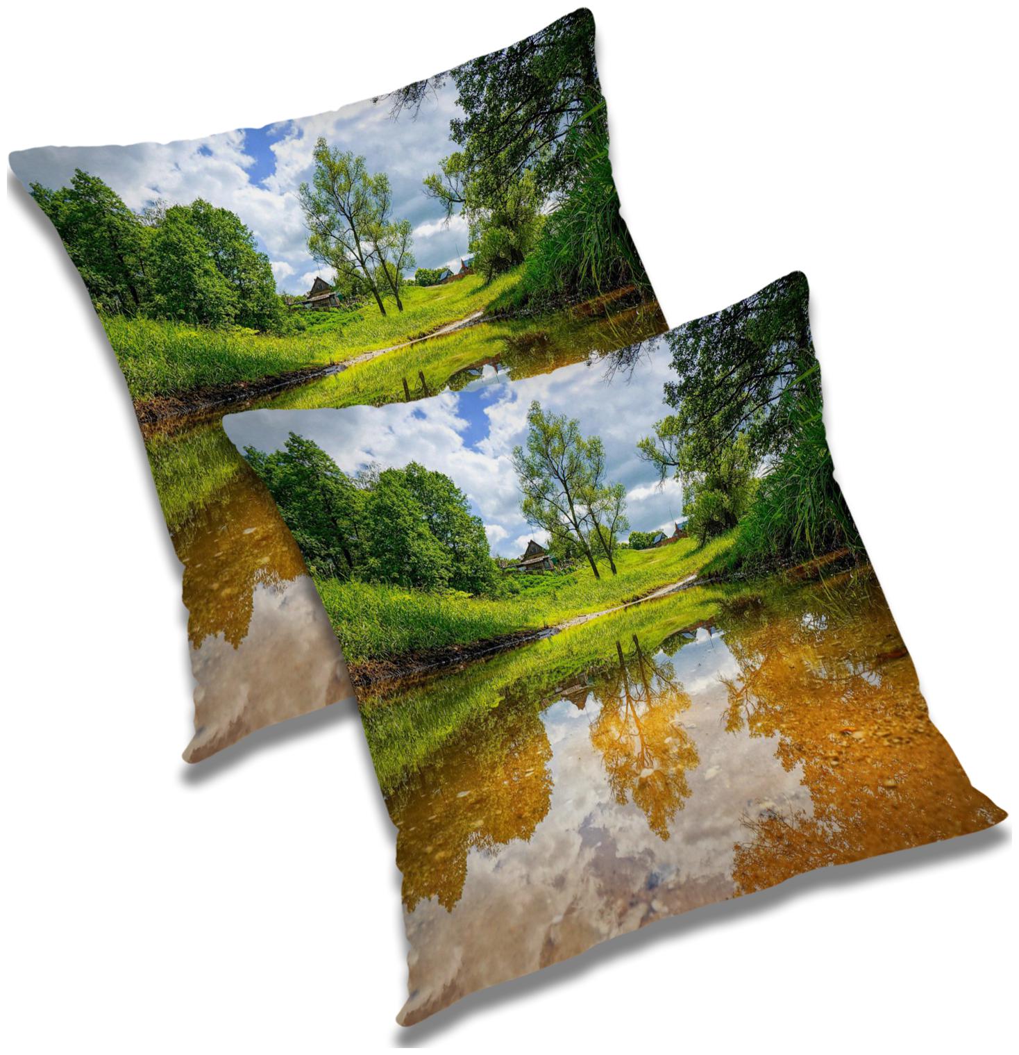 

RADANYA Printed Polyester Green Cushion Cover ( Small Pack of 2 )