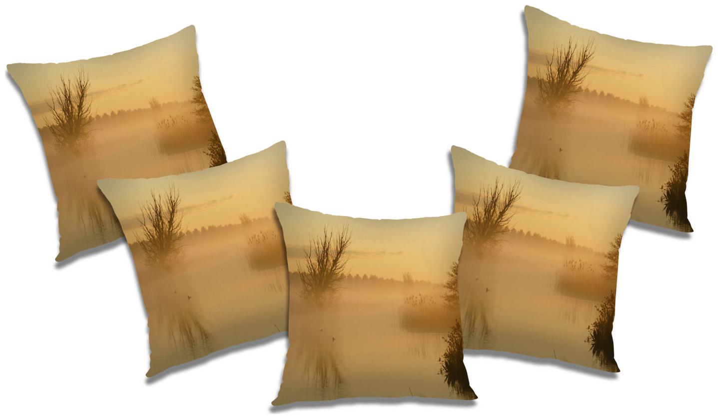 

RADANYA Printed Polyester Beige Cushion Cover ( Regular Pack of 5 )