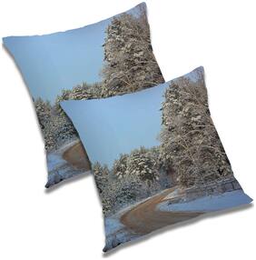 RADANYA Printed Polyester Blue Cushion Cover ( Large , Pack of 2 )