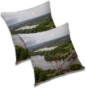 RADANYA Printed Polyester Blue Cushion Cover ( Large , Pack of 2 )
