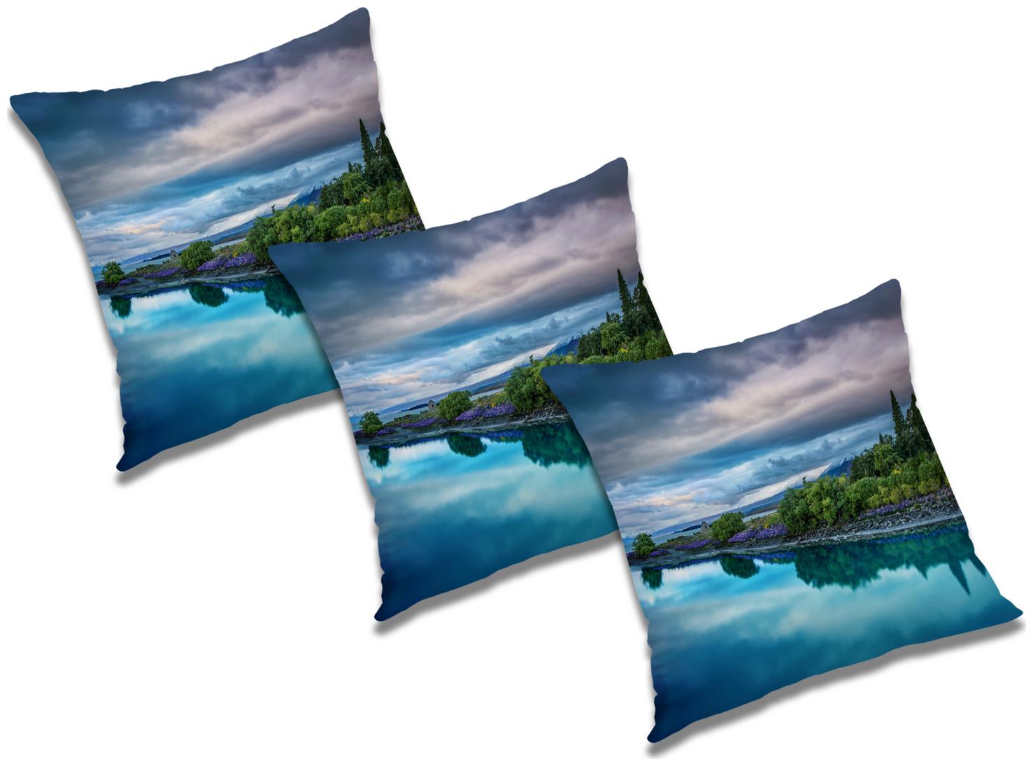 

RADANYA Printed Polyester Blue Cushion Cover ( Extra large Pack of 3 )