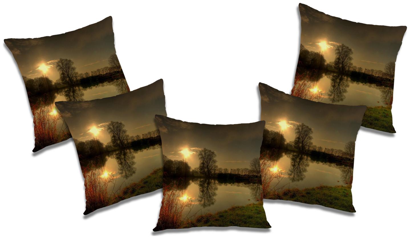 

RADANYA Printed Polyester Beige Cushion Cover ( Large Pack of 5 )