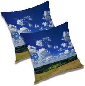 RADANYA Printed Polyester Blue Cushion Cover ( Extra large , Pack of 2 )