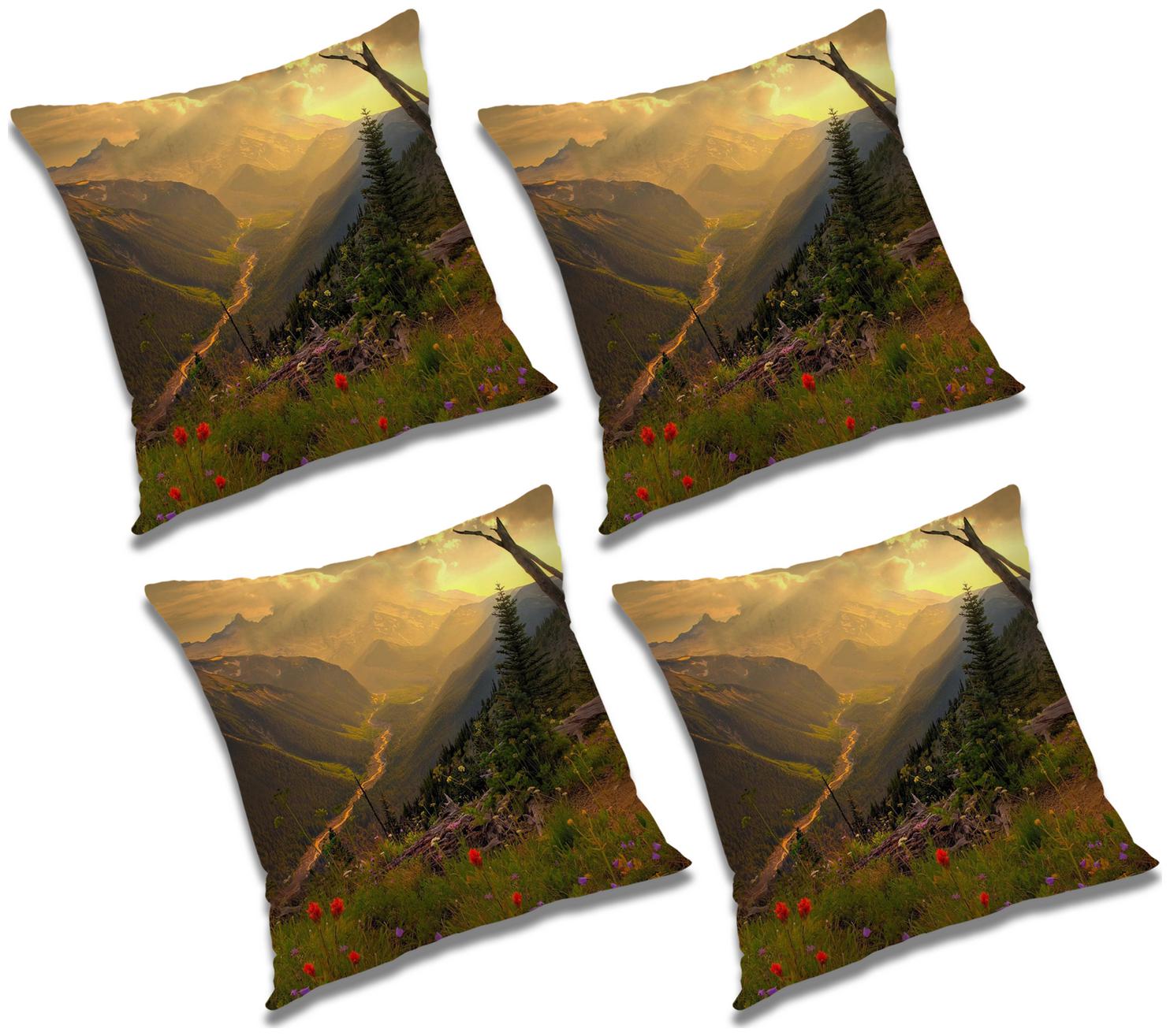 

RADANYA Printed Polyester Green Cushion Cover ( Large Pack of 4 )