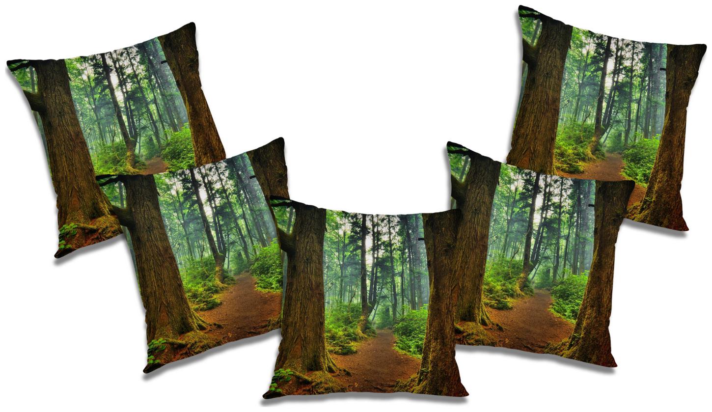 

RADANYA Printed Polyester Green Cushion Cover ( Small Pack of 5 )