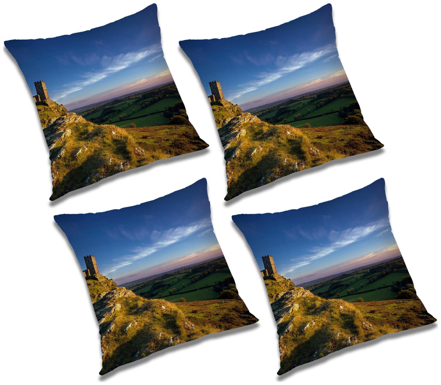 

RADANYA Printed Polyester Blue Cushion Cover ( Large Pack of 4 )