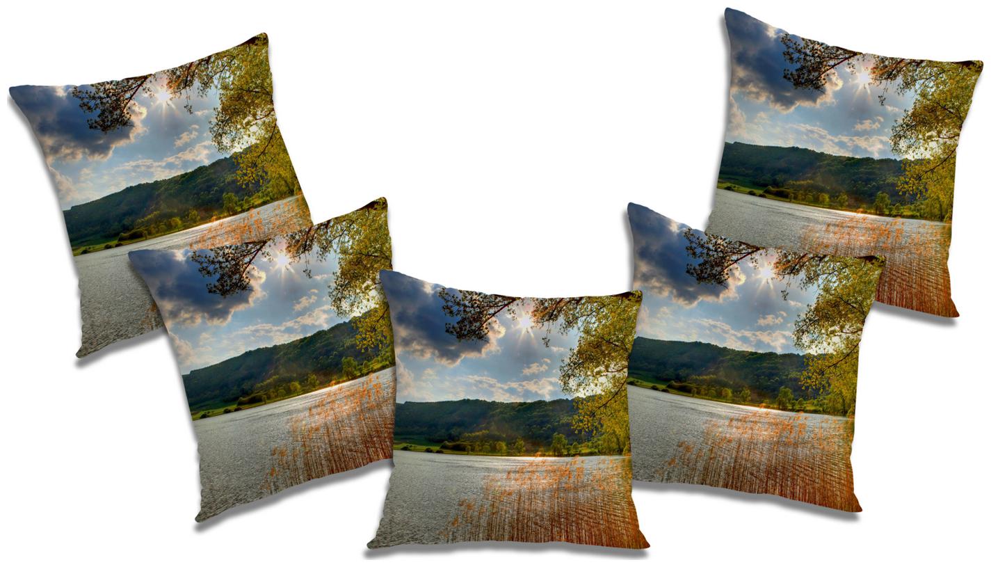 

RADANYA Printed Polyester Grey Cushion Cover ( Extra large Pack of 5 )