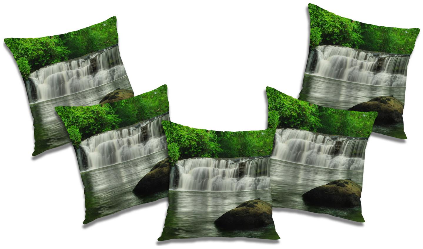 

RADANYA Printed Polyester Green Cushion Cover ( Large Pack of 5 )