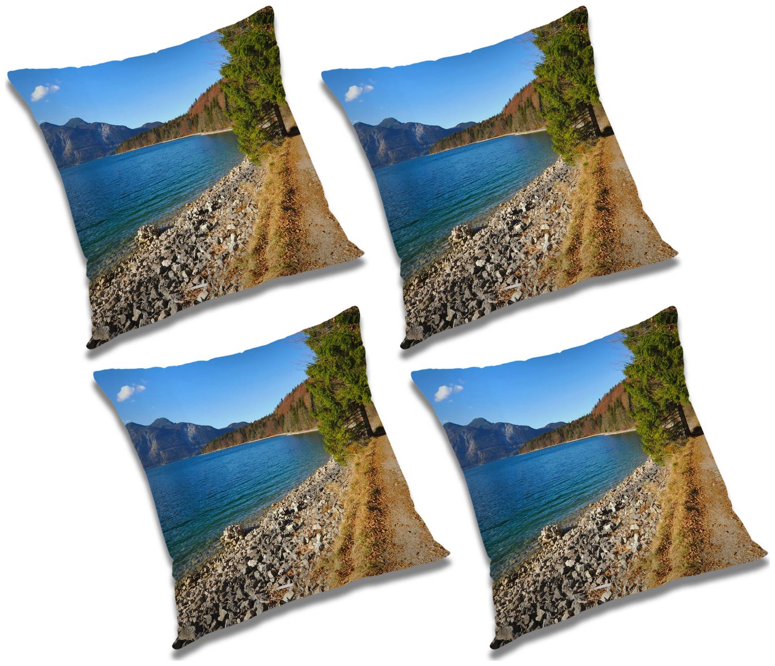 

RADANYA Printed Polyester Blue Cushion Cover ( Large Pack of 4 )