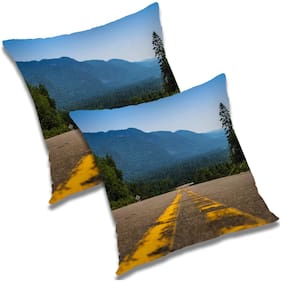 RADANYA Printed Polyester Blue Cushion Cover ( Small , Pack of 2 )
