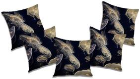 RADANYA Printed Polyester Black Cushion Cover ( Small , Pack of 5 )