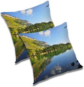 RADANYA Printed Polyester Blue Cushion Cover ( Regular , Pack of 2 )