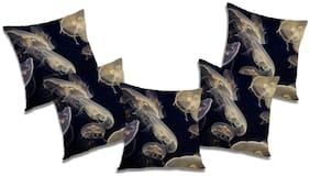 RADANYA Printed Polyester Black Cushion Cover ( Regular , Pack of 5 )