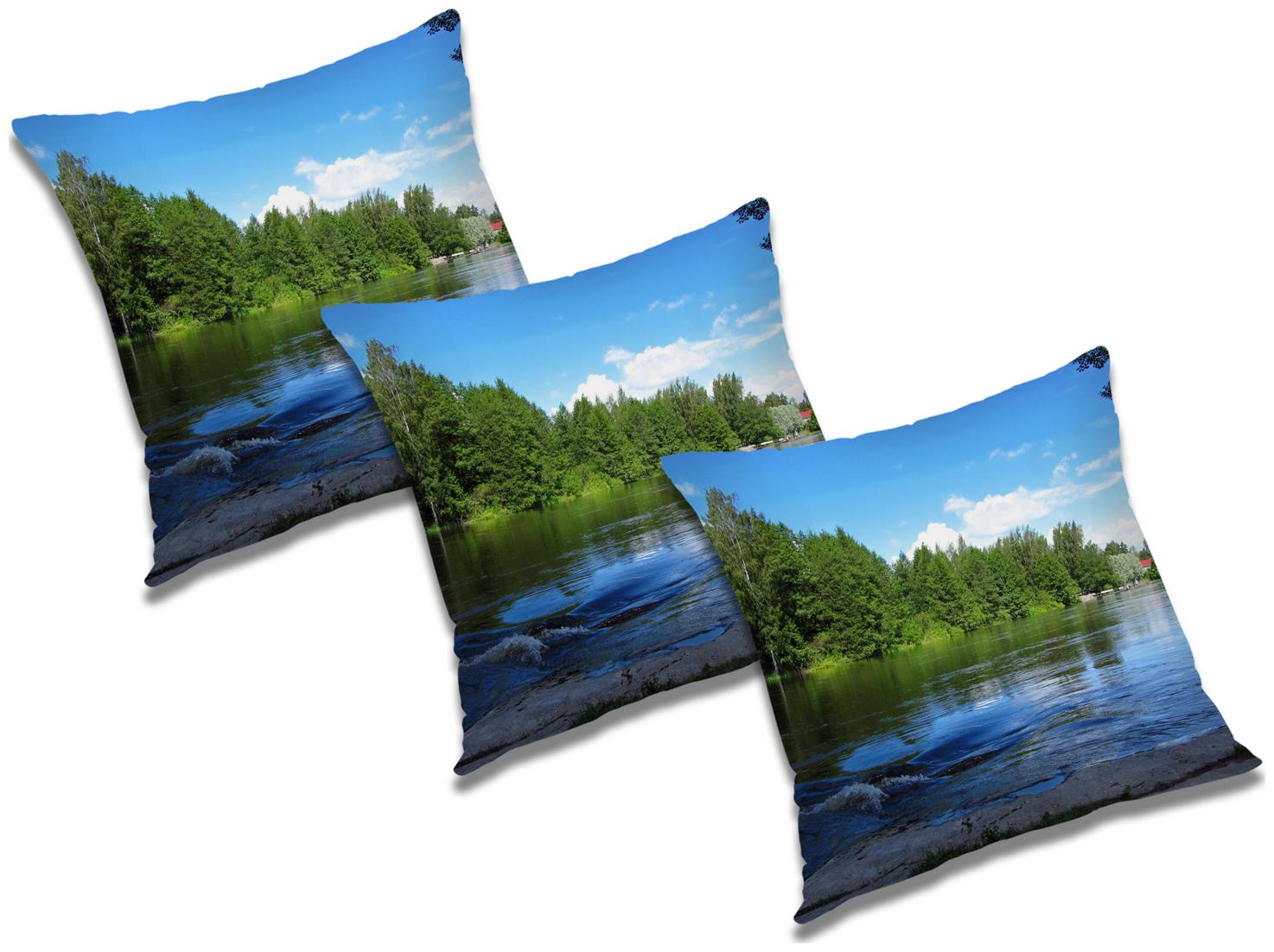 

RADANYA Printed Polyester Blue Cushion Cover ( Small Pack of 3 )