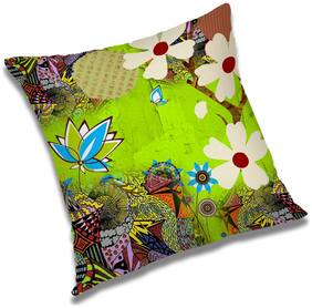 RADANYA Orange Printed Cushion Cover Orange,20x20 inch