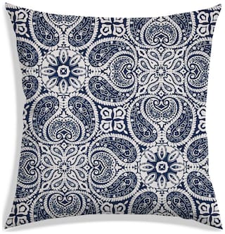 RADANYA Paisley Polyester Off-white Cushion Cover ( Large , Pack of 1 )