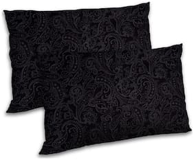 RADANYA Polyester Paisley Pillow Covers ( Pack of 2 , Black )