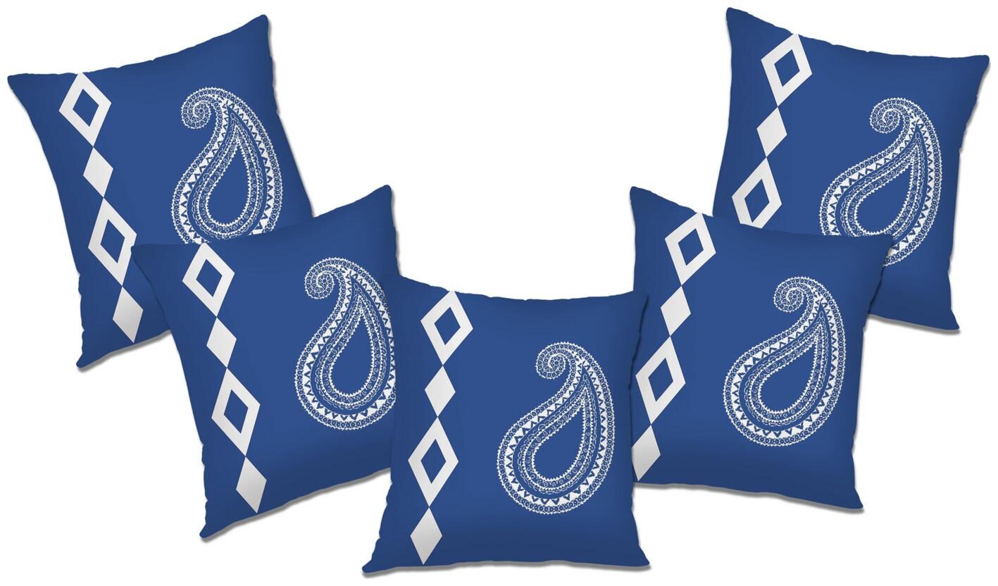 

RADANYA Paisley Polyester Blue Cushion Cover ( Large Pack of 5 )