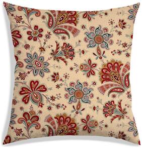 RADANYA Paisley Polyester Beige Cushion Cover ( Regular , Pack of 1 )