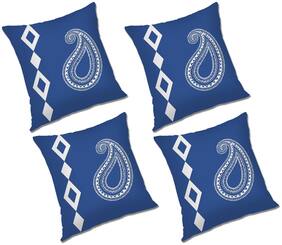 RADANYA Paisley Polyester Blue Cushion Cover ( Small , Pack of 4 )