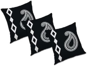 RADANYA Paisley Polyester Black Cushion Cover ( Small , Pack of 3 )