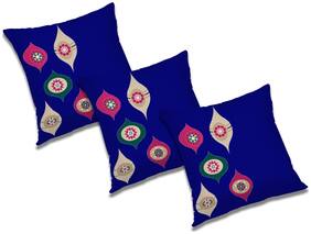 RADANYA Paisley Polyester Blue Cushion Cover ( Small , Pack of 3 )
